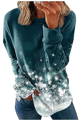 Sweatshirt Damen Hoody Damen Mit Kapuze Langarmshirt Damen Basics Kleidung Damen Thermounterwäsche Für Damen Fashion Stillpullover Damen Sweatshirt Katzen Pullover Gutschein Ausdrucken（6-Dark Green,M）