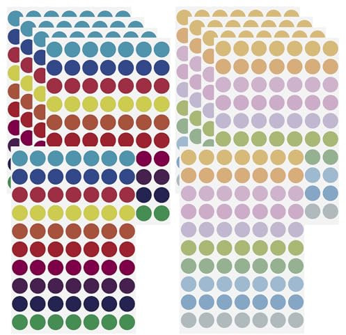 Aruicheng Klebepunkte Bunt Klebepunkte 700 Stück Runde Aufkleber Punktaufkleber Etiketten Markierungspunkte 20 Farben Runde Dot Aufkleber Dot Stickers, 10 Blätter