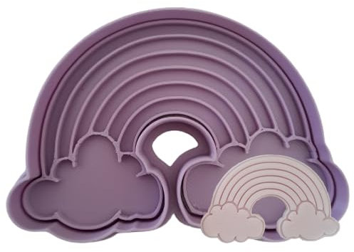 Tagliabiscotti.it - Arcobaleno con nuvolette Mod.1 - Tagliabiscotti - Cookies cutter per biscotti compleanno, battesimo, gender reveal - stampo per biscotti in pasta di zucchero. Dim. 8cm
