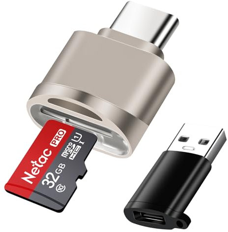 AXFEE Lettore di Schede Micro SD USB C, Lettore di Schede di Memoria TF Tipo-C, con Adattatore USB C a USB, Lettore di Schede USB OTG Compatible con PC, Samsung Galaxy, Telefono USB C(Oro Champagne)