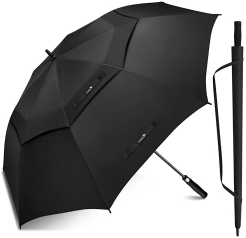 ZOMAKE Golf Umbrella Windproof and Rainproof 68in, Large Umbrella Windproof Strong, Double Canopy Big Golfing Brolly Unbreakable for Men Women (Black)