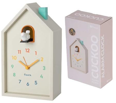 Fisura – Cuckoo alarm clock house with color, bedside table clock, original analog alarm clock with hands, snooze button, and light, Powered by 3 AA batteries (not included). (Multicolor)