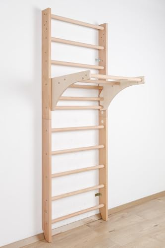 Équipement de Gymnastique en Bois Kombi-1-240, Échelle suédoise avec Barre de Traction réglable en Hauteur, Station de Sport intérieur Multifonction, Espalier Gym, Gym Barre Murale