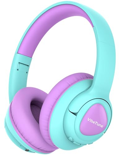 VibeTune Kinder Bluetooth Kopfhörer, 60 Stunden Spielzeit, Lautstärkebegrenzung 85/94dB, Bluetooth 5.4, Type-C Schnellladung, Faltbare kabellose Kopfhörer für Kinder-Lila