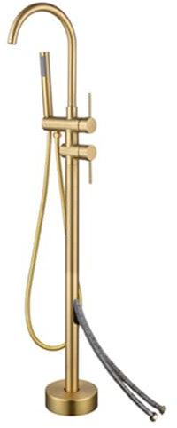 SdaryWare Grifos de bañera de pie, mezcladores, Color Gris, conexión a Pared, para Agua fría y Caliente, con Ducha, Color Gris.(Brushed Gold)