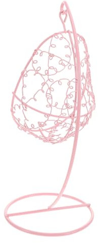 Abaodam Miniature Metal Hanging Hammock Chair and Indoor Swing Chair Model for Bedroom, Pink Mini House Swing Decoration Suitable for Dollhouse and Garden