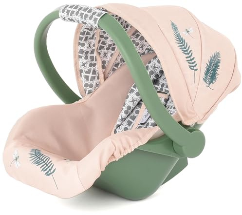 Roma Dolls Car Seat - Baby Doll Car Seat, Realistic Design, 3-Point Harness, Retracting Hood, Durable Toy Car Seat for Dolls up to 42cm, Ideal (Fern)