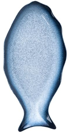 Cabilock Assiette Vapeur Créative en Céramique 35 CM Forme Poisson Bleu Plat Cuisson Micro-Ondes pour Poisson Vapeur Sain Plateau Service la Cuisine Maison et Restaurant