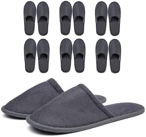 Kiuiom Ciabattine Spa Morbide,Pantofole Hotel,Ciabatte Ospiti,Pantofole in Pile Corallo Punta Chiusa Pantofole Portatili Unisex Antiscivolo per Hotel Spa Casa Viaggi (6 Paia)