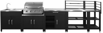 sweeek - Cuisine extérieure 5 modules en Acier Inoxydable avec Barbecue gaz 4 brûleurs