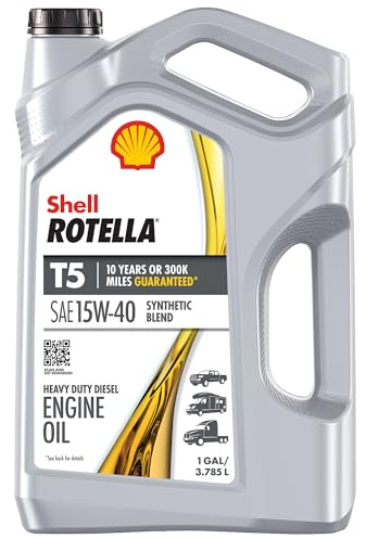 Shell Rotella T5 Synthetic Blend 15W-40 Diesel Engine Oil, 1 Gallon