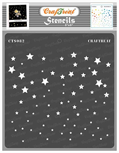 CrafTreat återanvändbara stjärnstenciler för målning på trä, väggar och kakel - stjärnhimmel - 6x6 tum - DIY konst- och hantverksstenciler - stjärnstencilmall