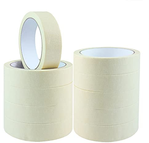 NORTHERN BROTHERS Masking Tape For Painting, 10 Rolls Decorating Tape for Painting Beige Wide Decorators Tape for Adhesive Indoor Crafts Spraying 24mm x 20m