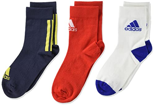Adidas, Socks 3 Pairs, Calzini, Shanav/Vivred/Bianco, Ks, Unisex Bambini