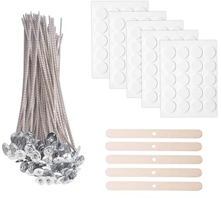 Bolosa 100 Stück Kerzendocht, Kerzendochte für Kerzen, Kerzen Docht Set, Kerzendocht Kaufen, Kerzendochte für Dicke Kerzen, Kerzen Selber Machen Set, Dochte für Kerzen, Dochte für Kerzen Gießen (X)