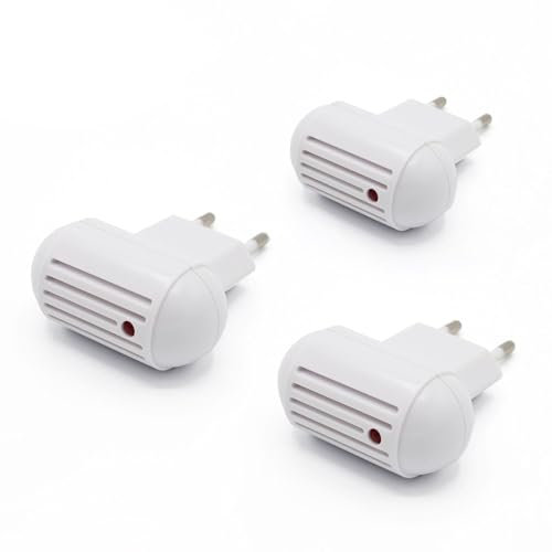 Prises Anti Moustiques - Lot de 3 Prises à Ultrasons - Témoin Lumineux - Non Toxique pour l'Homme et les Animaux de Compagnie - Branchement sur Secteur - Tout Type de Pièces - Anti Piqûre Moustique