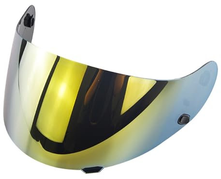 Helmvisierlinse, Motorradhelm-Visier, Helmvisier, Winddicht, beschlagfrei, UV-beständig, Integralhelm, Brillengläser(Gold)