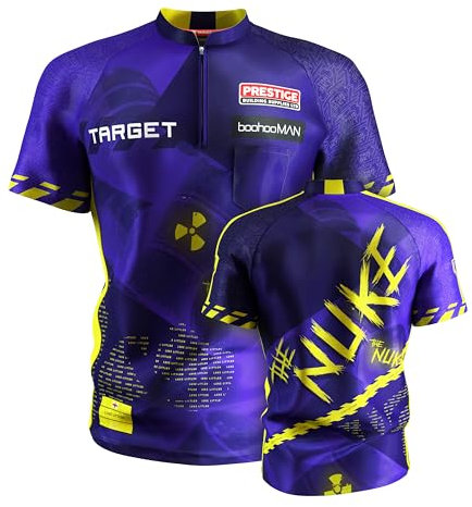 Target Darts Luke Littler Dart Shirt 2025, Taglia: L | Campionato del Mondo di Freccette Maschile Shirt, Top per Freccette Senza Colletto Cool Play per Adulti, Top per Freccette per Uomini, The Nuke