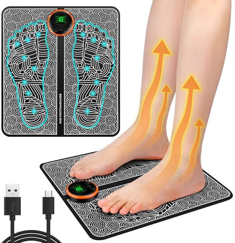 Fussmassagegerät EMS, Fußmassagegerät Elektrisch mit 8 Modi und 19 Intensitäten, Faltbares und Tragbares Elektrisches Fußmassagegerät für Die Durchblutung Muskelschmerzen Linderung für den Heim-V5