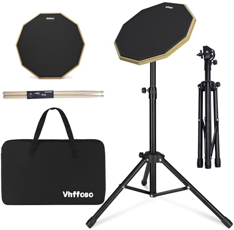 Ensemble de tapis d'entraînement pour batterie de 12 (50-80 cm) avec support, bandeau et sac de rangement - Noir
