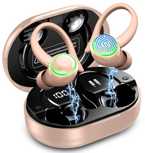 Matast Cuffie Bluetooth, Auricolari Bluetooth Sport con HiFi Stereo, Cuffie Senza Fili con LED Display, IP7 Impermeabile Cuffiette, Ore Cuffie Wireless In Ear Cancellazione Rumore ENC e 4 HD Mics