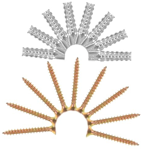 TEHAUX 20pcs Metal Expansion Tube M6x32 Self-drilling Anchor Screws and 5x40 Countersunk Nails Drywall Wall Screws Kit for Picture Hanging and Daily Use