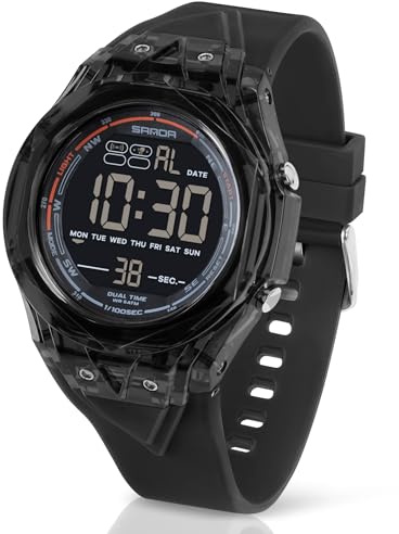 TICKEEN Orologio da Uomo Orologio Digitale Sportivo Orologi Militari Impermeabili con Allarme/Conto Alla Rovescia/Cronometro/Luce/Segnale Orario/Orologio da Polso Militare Multifunzionale (Nero)