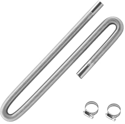 VEVOR Tubo de Escape para Calentador de Estacionamiento Flexible, con 2 Abrazaderas, Acero Inoxidable, con Sección Transversal para Calentadores Diésel de 2/5/8 kW, Φ 25 x 1190 mm, 1 ud, Plata