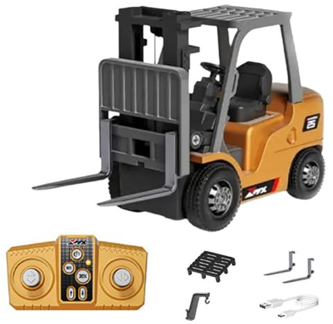 Mini Rechargeable Remote-Control Construction Set, 1/64 RC/APP Control Metal Car Set – Forklift, Excavator, Dump Truck, Vehicles Toy for Adults Kids Boys Christmas Birthday Gifts