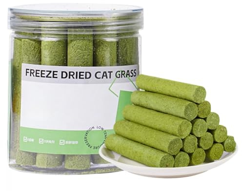 16PCS Cat Grass Teething Sticks,Natural Dental Chew Toys for Indoor Cats,Catnip & Hairball Removal Treats,Teeth Cleaning Chews,Freeze-Dried Grass for Cats,Cat Chew Sticks,Catnip Sti/cks for C/ats