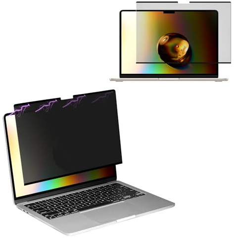 kwmobile Protector Pantalla Filtro Privacidad compatible con Apple MacBook Air 13 M5 2026 A3449 - Para Teletrabajar en Aeropuerto Tren - Bloquea Luz Azul - Cómodo Montaje Magnético