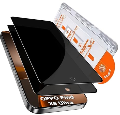 zZjoOoj 2 stycken Full Screen-skydd för OPPO Find X9 Ultra med pansarglas, automatisk dammavlägsnande, 9H hårdhet, anti-spion film, integritetsskyddsglas, skyddsfilm mot utkik