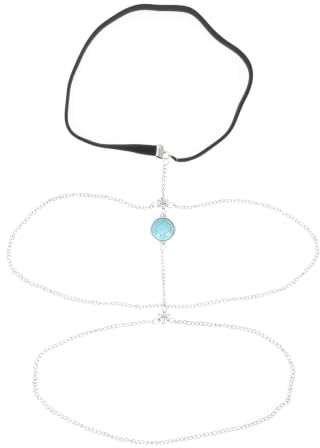 GALPADA Chaîne Corporelle Chaîne de Jambe Élastique Superposée en Alliage et Tissu pour Femmes Accessoire Chic et Original pour Plage et Cosplay