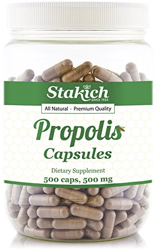 Stakich Propolis Capsules - Vitamin C Supplement for Energy Management - 500 Count 500 mg