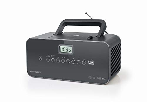 Muse M-28 DG CD-radio bärbar, PLL FM-radio, MW-mottagare, stationsminne, USB, MP3-uppspelning, nät- eller batteridrift, mörkgrå