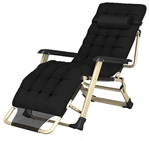 Sedia a Sdraio reclinabili Lettini Prendisole Pieghevoli con Cuscino | Poltrone da Giardino Esterne da Giardino | Relax Reclinabile Sdraio da Giardino Max.250kg- Nero