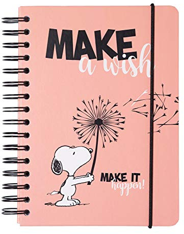 Grupo Erik Quaderno Appunti A5 Snoopy - Taccuino con Anelli Bullet Journal Puntinato con Tasca Interna e Copertina Rigida, 180 Pagine | Cancelleria Scuola, Diario Personale Snoopy Gadget