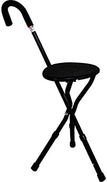 W.w.o. 925 - Bastón De Aluminio Para Caminar Con Asiento De Plástico Ajustable En Altura, negro, unisex