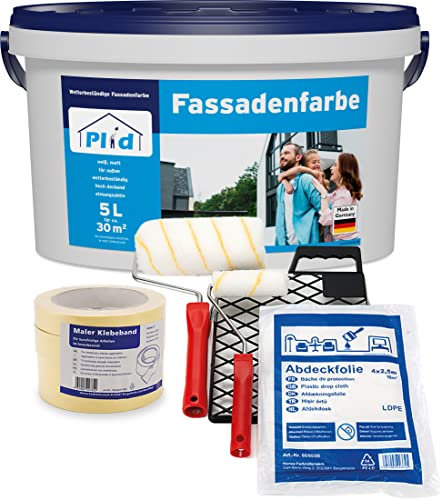 Plid Peinture pour façade extérieure - Protection contre les intempéries - Blanc - 5 l