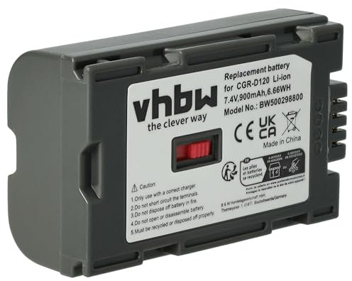 vhbw 1x batteria sostituisce Panasonic CGP-D320E/1B, CGR-D08, CGR-D08A, CGR-D110, CGR-D120 per videocamera camcorder (900mAh, 7,2V, Li-Ion)