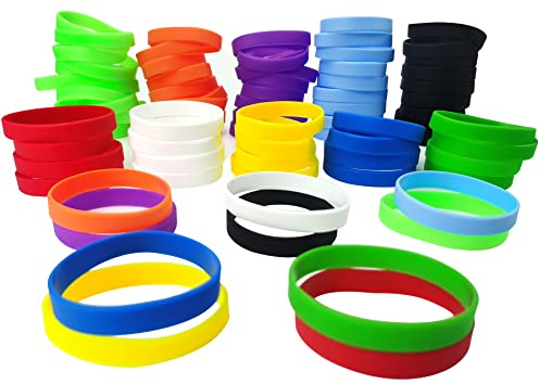 LVNRIDS Braccialetti in silicone 100 pezzi Multicolore, 20.2 cm Braccialetti Elastici in Gomma per Feste Eventi Sportive, Riutilizzabile Braccialetto Colorati per Uomo Donna