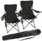 Taylor & Brown Set of 2 Lightweight Folding Camp Chair - Portable Chairs with Cup Holder, Side Pocket and Bag Perfect for Camping, Festivals, Garden, Fishing, Beach and BBQs, Black