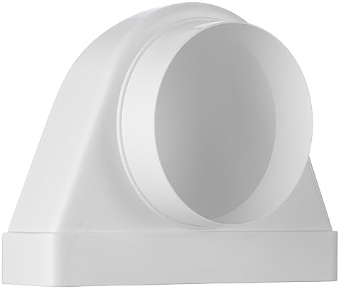 Steinberg14 White 220 x 55 mm – Ø 100 mm 90° Angle Adaptor – Ventilation Transition – Pipe Connector