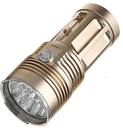 SPELAX Powerful LED Flashlight High Power Flashlight 18650 Searchlight Torch Light Camping Bike Light,Gold,8*T6,Waterproof Camping Outdoor Flashlight,
