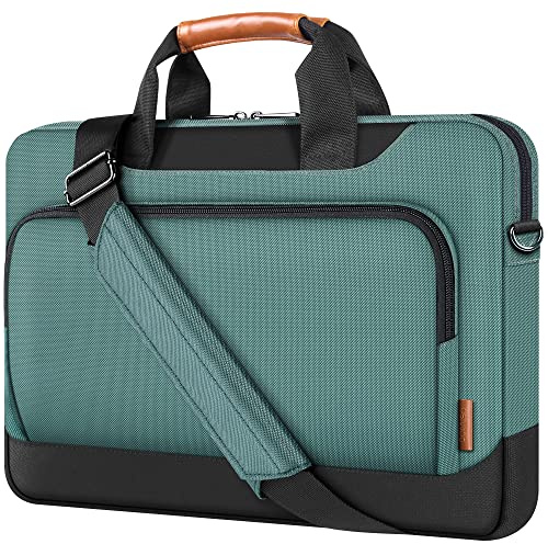 DOMISO 15-15.6 Pouces Sacoche de Protection Ordinateur Portable Imperméable Sac à Bandoulière Antichoc Compatible avec 15.6 Lenovo Ideapad 330/ MacBook Pro/HP EliteBook/Acer Chromebook/Asus, Vert