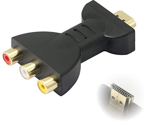 VMOJO HDMI zu RCA Adapter Konverter, HDMI zu 3RCA CVBS AV Composite Video Audio Adapter/Splitter, unterstützt 1080P, PAL, NTSC, für HD TV, ältere Fernseher, Kamera (Gelb, Rot, Weiß)