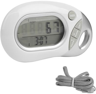 YUNYODA Digitaler Schrittzähler, 3D Schrittzähler mit Clip und Großem Display Einfache Pedometer für Fitness Tracker, Tragbar Mini Elektronischer Zähler Counter für Gehen Laufen Aktivitäts, Weiß