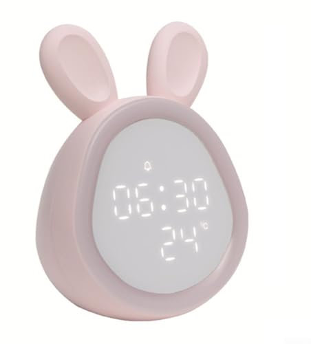 HEIBTENY Sveglia luminosa per bambini, sveglia per bambini, sveglia elettronica sul letto, con luce notturna per bambini, ragazze (rosa)