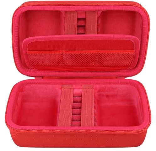 co2CREA Hard Case Compatible with Steel Tip or Soft Tip Darts, Holds 12 Darts and Extra Accessories, Built-In Storage Tubes and Pockets for Flights, Tips, Shafts(Red Case), D1603