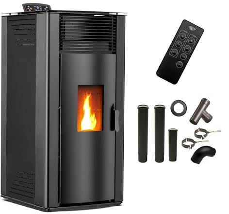 Poêle à granulés air Anita 15 kW Noir Sannover + Kit Raccordement Fumisterie